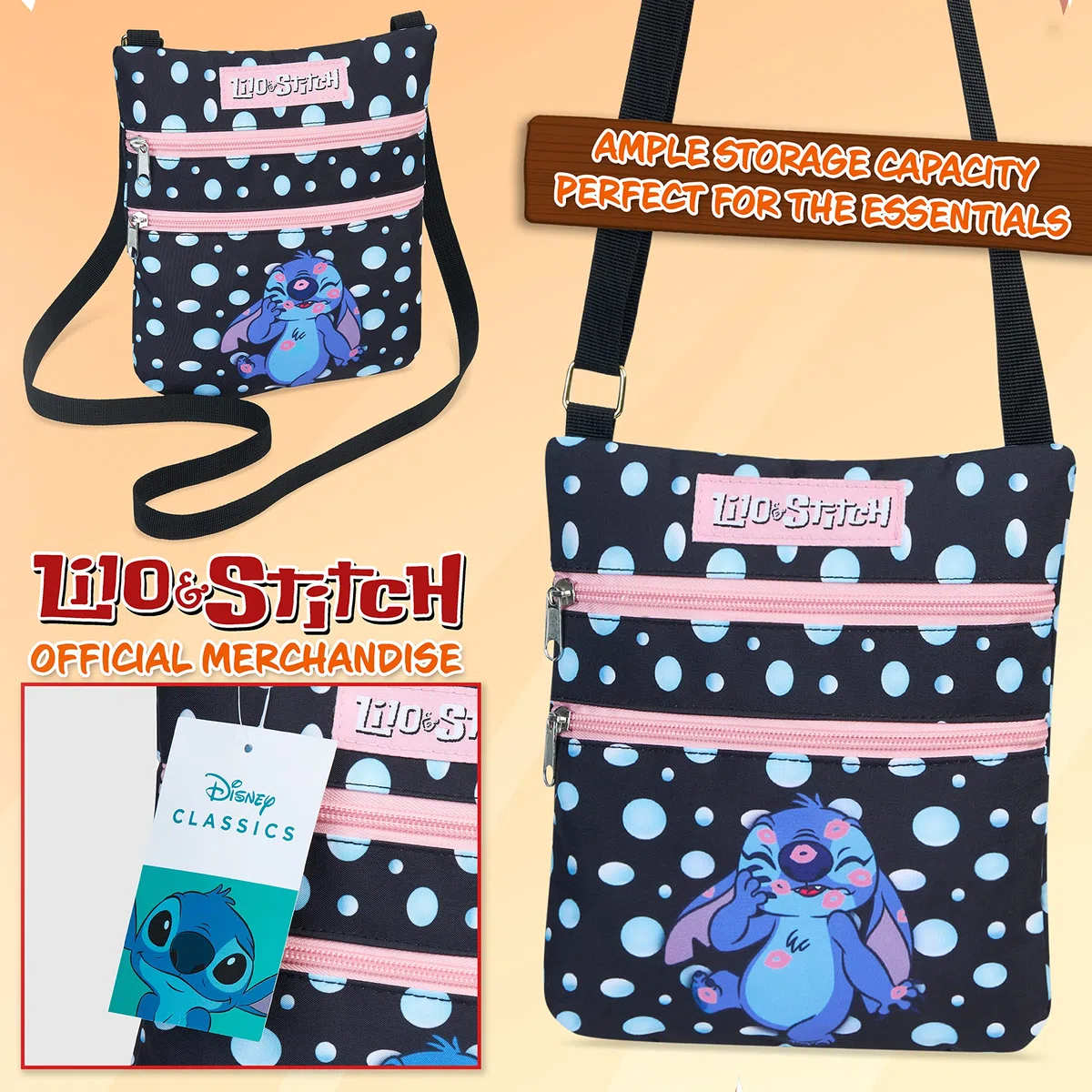 Disney Stitch Borsa Tracolla Bambina Adolescenti, Borsa Spalla Cinghia Lunga
