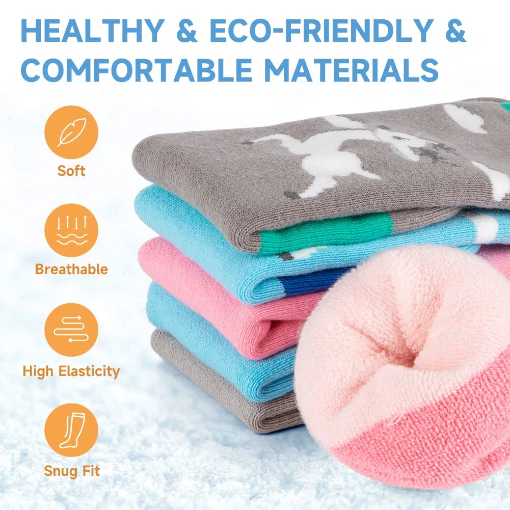 Findway Calze da Sci per Bambini,Calze Termiche per Bambini 85% Cotone Ragazzi Ragazze Calzini da Neve Traspirante Caldo Inverno All'aperto Calzini da Sci per Sci Pattinaggio Snowboard,2 Paia/3 Paia