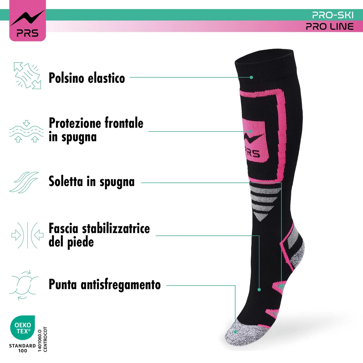 Calze lunghe da Snowboard e Sci Donna termiche, con Protezione in Spugna, Calzini Termici Invernali in termocotone, Calzettoni per Neve, Calza da Montagna, 2 Paia Nero taglia 35-40