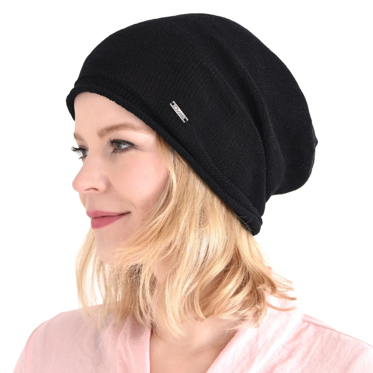 CHARM 100% Seta Beanie Berretto Naturale Chemio Cappello Sensibile Pelle Grande Incurvato