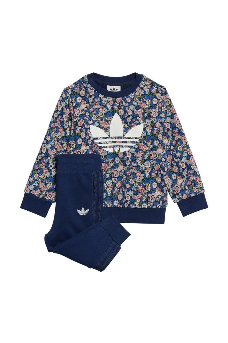 adidas Tuta Marina a Fiori Ragazza Crew
