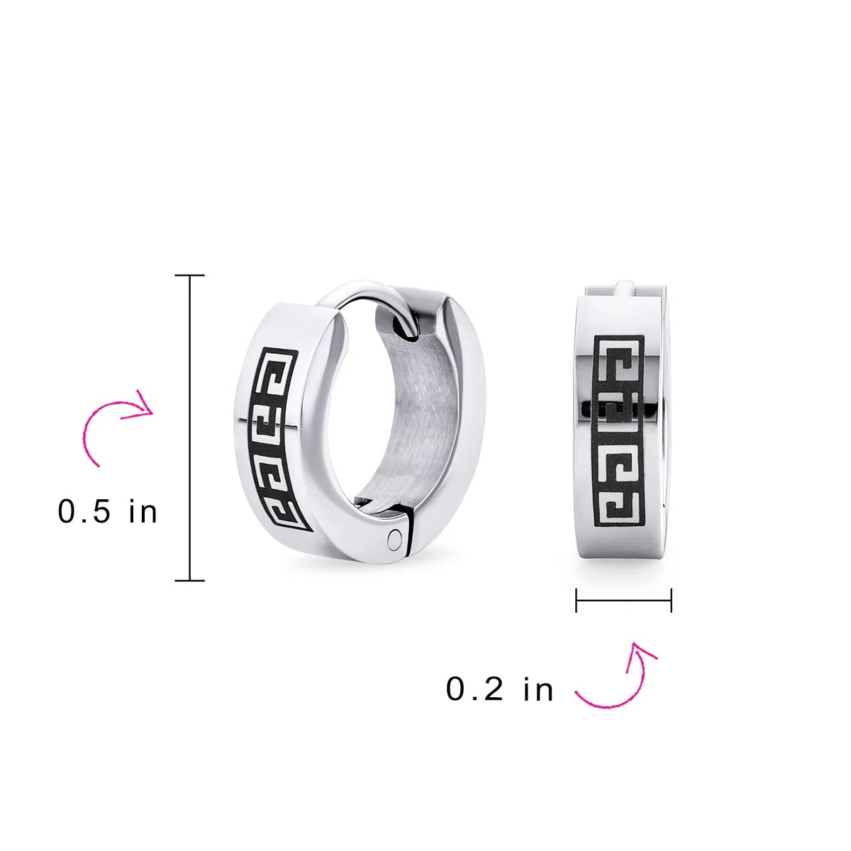 Gioielli Unisex Per Motociclisti Orecchini A Cerchio Kpop Huggie Con Motivo Geometrico A Tasti Greci Per Uomini Donne Adolescenti In Acciaio Inox