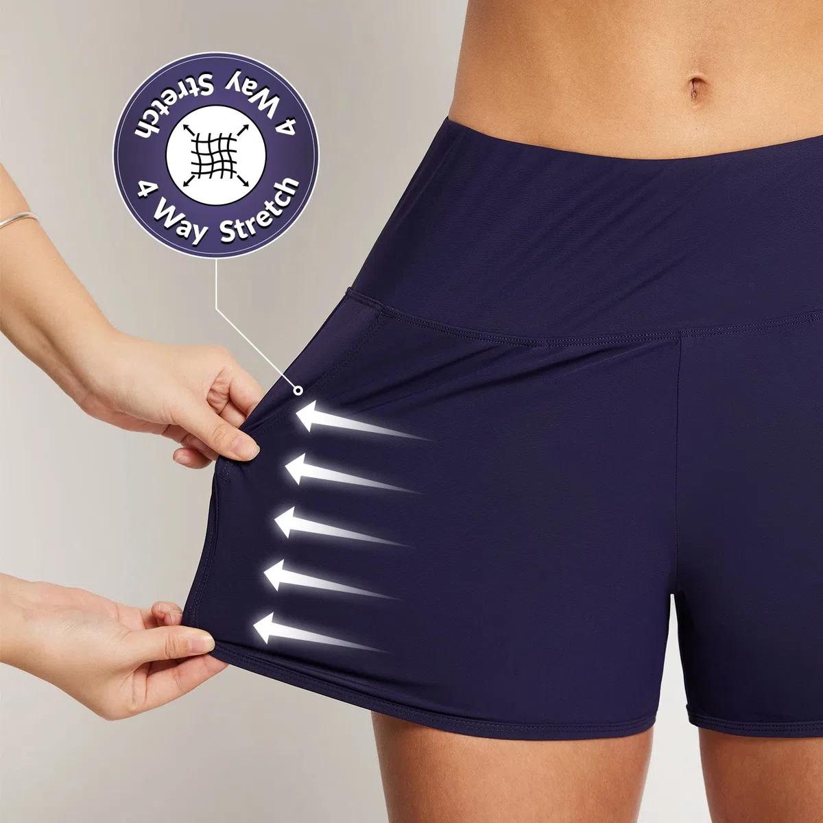 baleaf Pantaloncini da Bagno da Donna con Controllo della Pancia, a Vita Alta, con Tasche, Fodera ad Asciugatura Rapida, UPF 50+