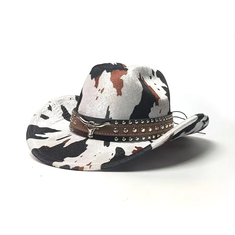 Cappello da cowboy per uomini e donne, cappello da cowboy western jazz, motivo mucche per adulti, copricapo di selvaggio west, costume per feste a tema matrimonio, cappelli da cowgirl in