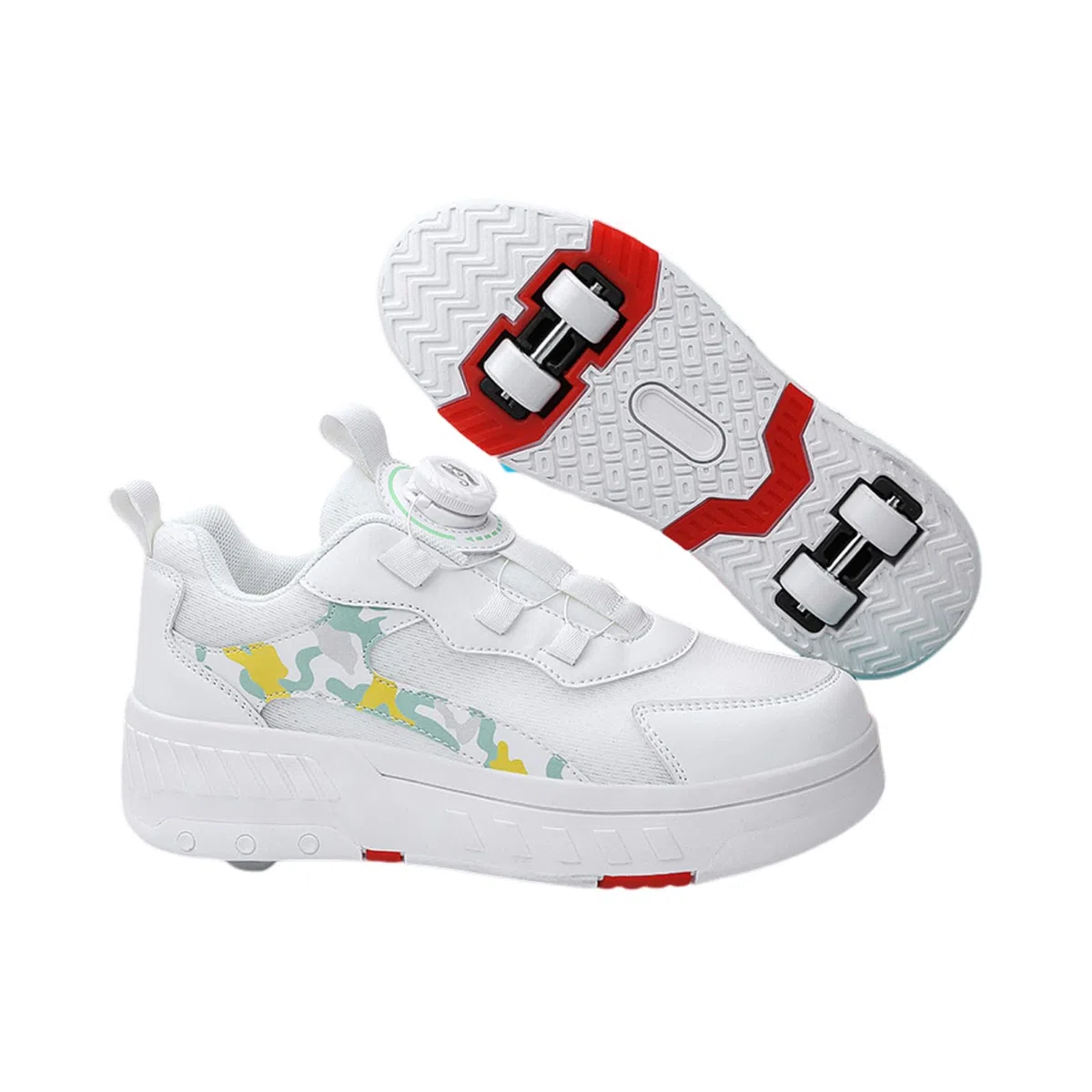 Hixingo Scarpe con Rotelle per Ragazzi Ragazze, Bambino 2 in 1 Scarpe da Skateboard Sneakers Sportive con Ruote, Lacci Revolve Scarpe Ginnastica Pattini a Rotelle