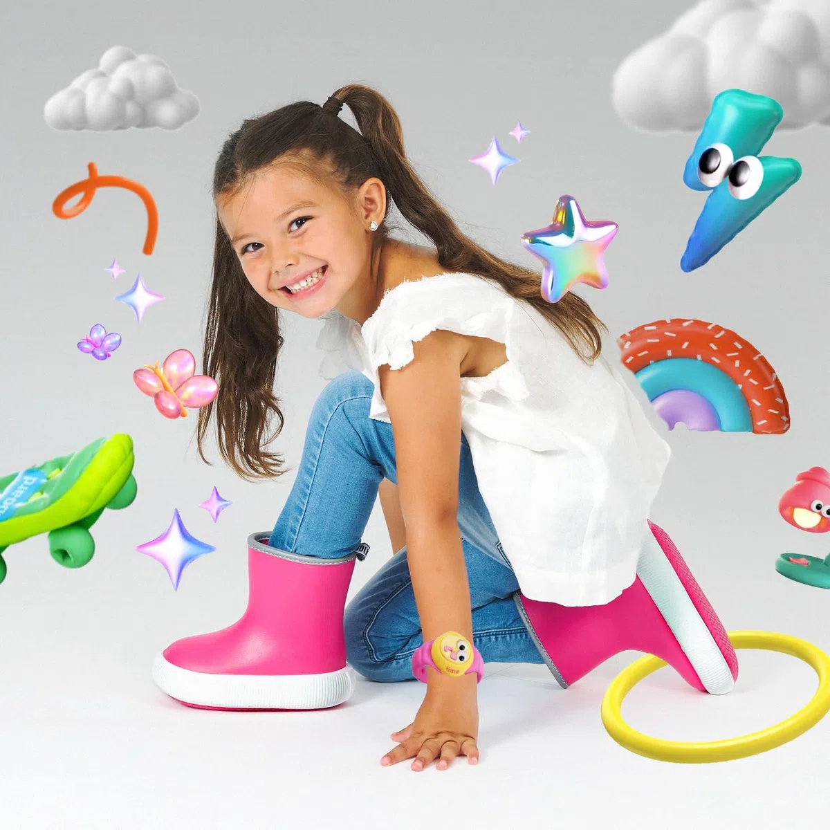 PERLETTI Stivali Pioggia Bambino Bambina con Suola Spessa Antiscivolo - Stivaletti Bimbo Bimba Impermeabili Ultra Leggeri - Galosce Bambini Asilo Scuola Materna Colorati Bordo Catarifrangente