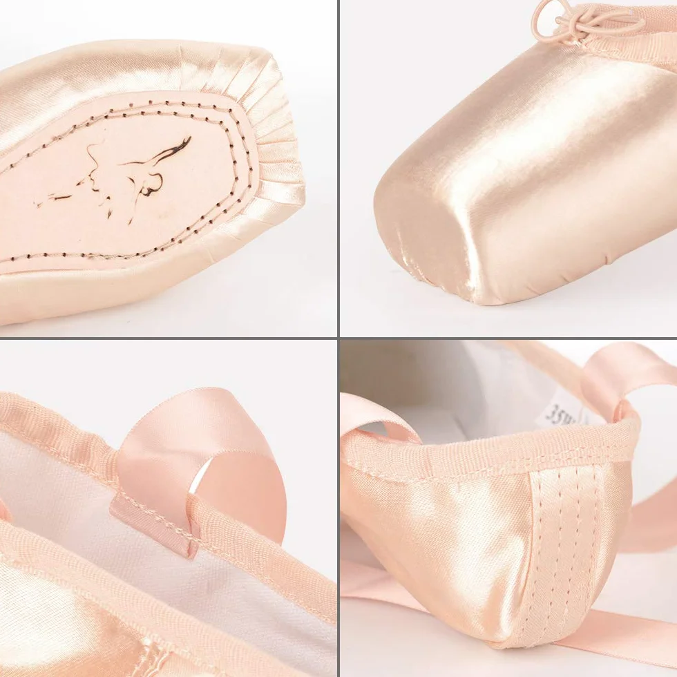 Soudittur Scarpette da Danza Classica Punte Pointe Balletto Scarpe da Ballo Comprende Scarpette salvapunte e Nastri per Donna e Ragazza(Si Prega di Selezionare Size One più Grande)