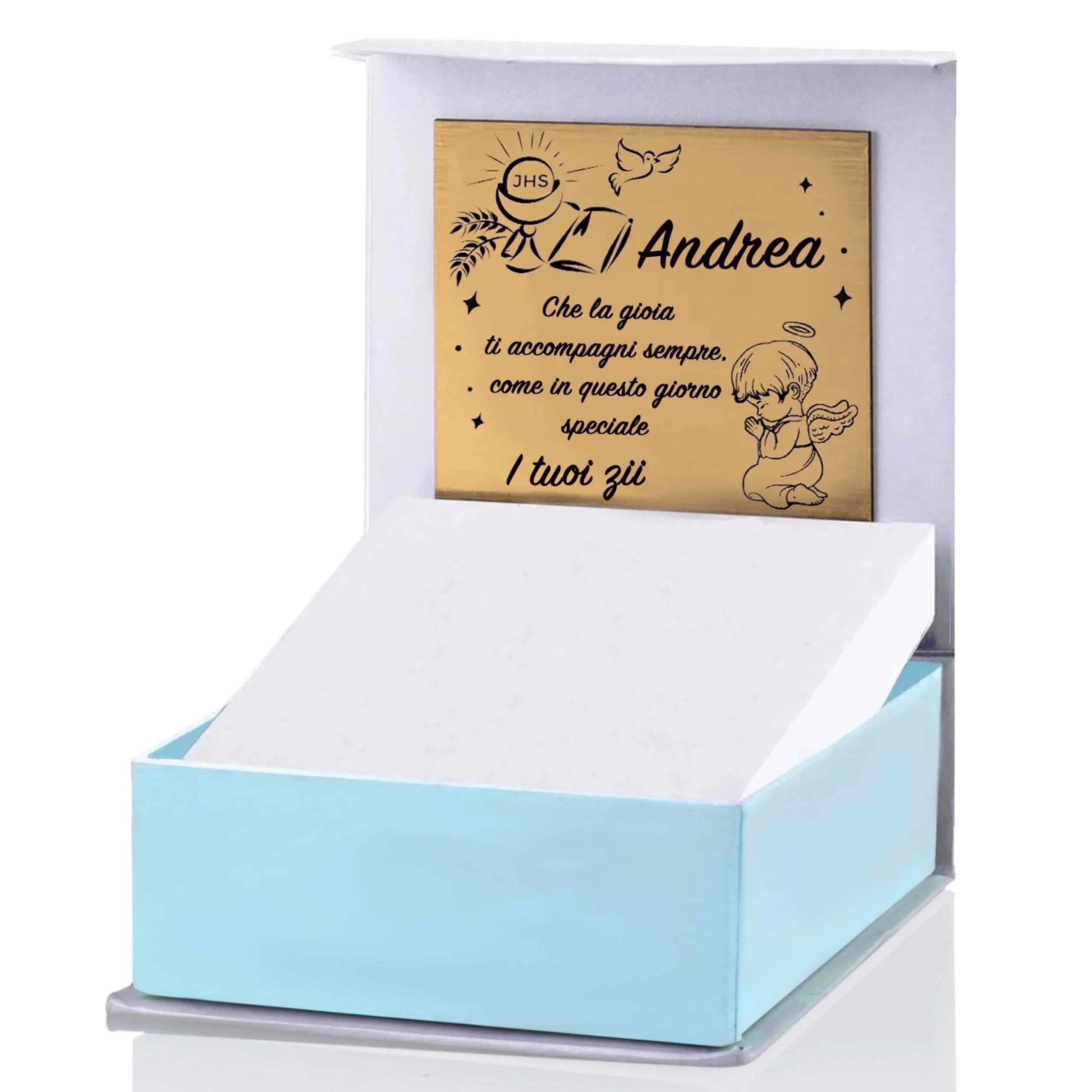 Sakrami Braccialetto Argento 925 con Cordoncino Blu e Charm Angioletto Kids Collection + Confezione Regalo Personalizzata - Braccialetto per Nascita Comunione o Battesimo