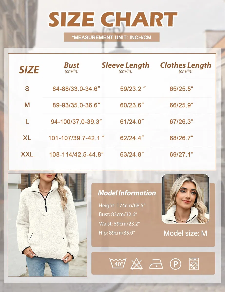 Tuopuda Donna Felpe Senza Cappuccio Pullover Pile Tops Termico Manica Lunga Felpe con Zip Tasche Maglione Caldo Autunno Invernali Sweatshirt Eleganti Hoodie Fleece Jumper Maglietta