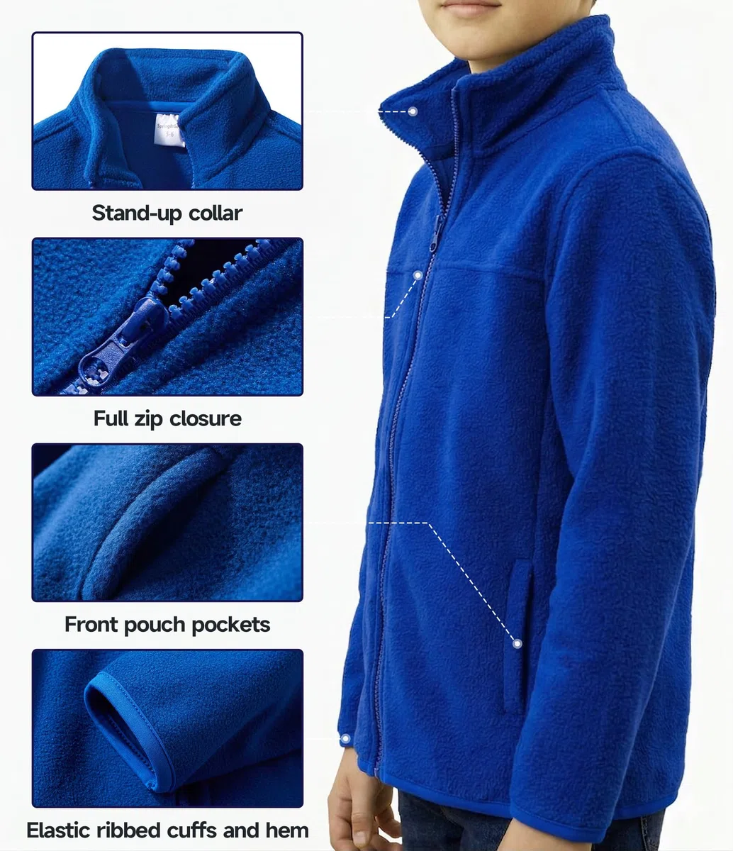 Spring&Gege Ragazzi Giacca in Pile Polare con cerniera Fleece Jacket per Bambini