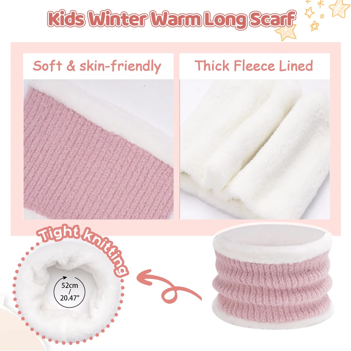 Bequemer Laden Invernale Bambino Sciarpa Guanti Cappello con Pon Pon, Termico Berretto Scaldacollo Manopole per 0-4 Anni Bambini Piccoli 5-8 Anni Bambina Bimbo