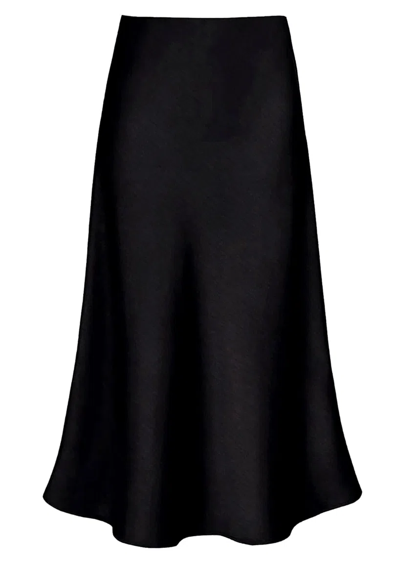 Gonna Raso Lunga da Donna Vita Alta Elegante Elastico Gonna Satin Casual Midi Gonne A Linea Ufficio Seta Pieghe Skirt a Mezza Autunno