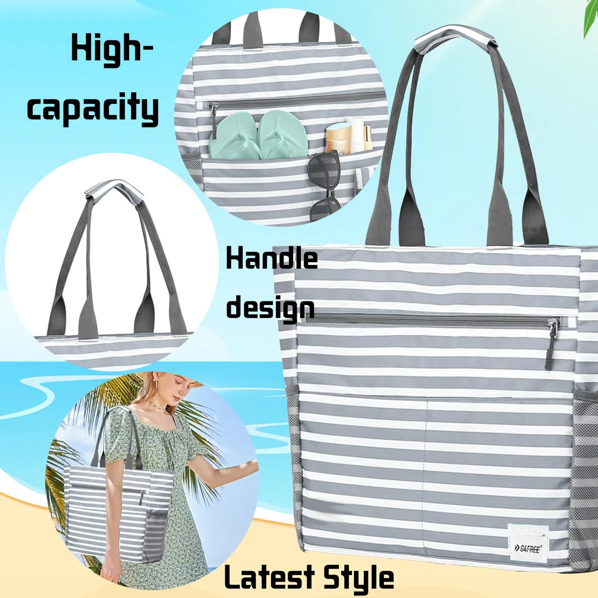 Borsa Mare Donna, Grande e Piccola da Spiaggia, Borsa Spiaggia Donna Impermeabile per Viaggio, Vacanza, Piscina, Shopping e Uso Quotidiano