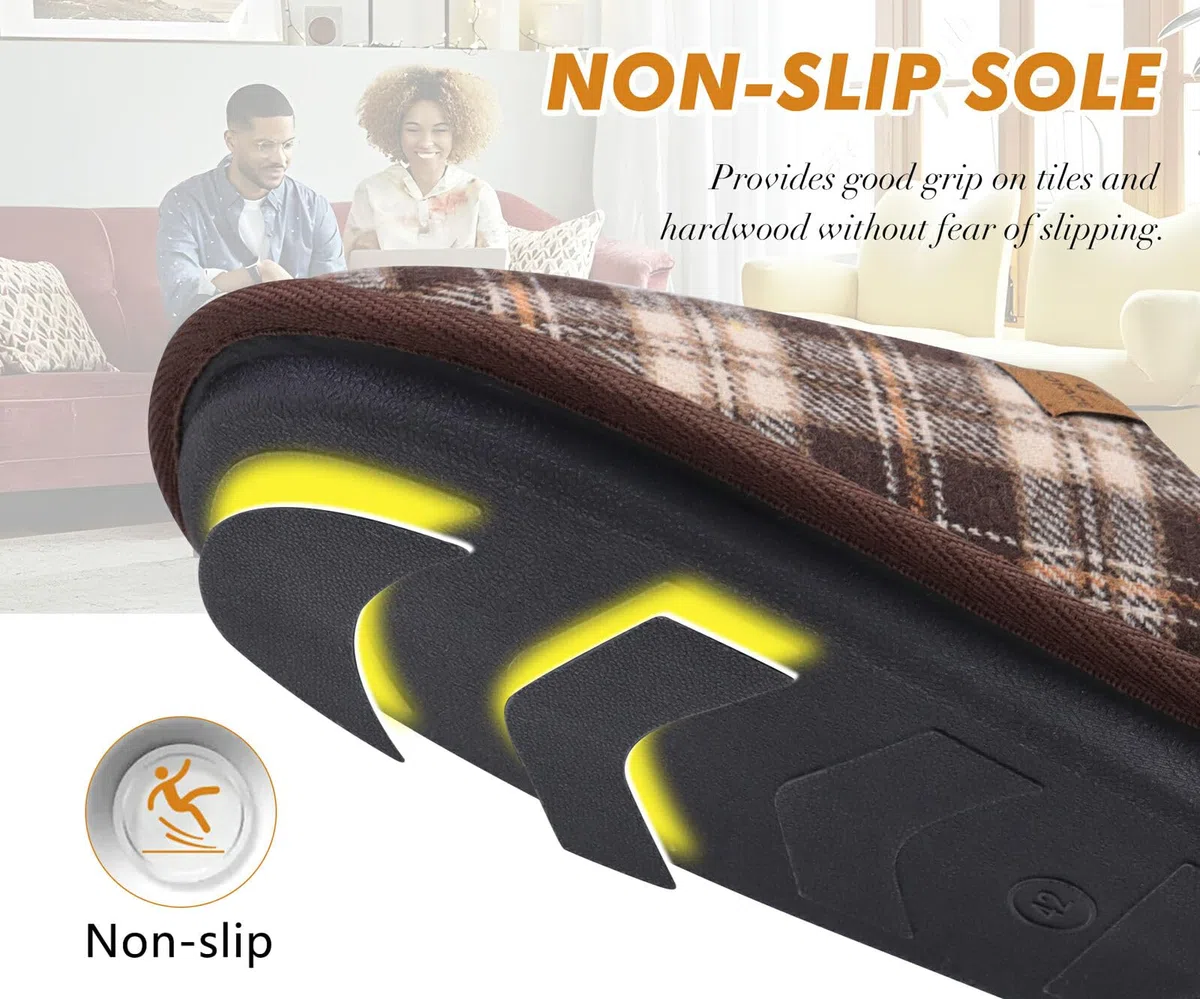 COFACE Pantofole da Uomo Invernali Plaid, Comoda Memory Foam Calde Scarpe da Casa in Lana con Suola Antiscivolo 40-49