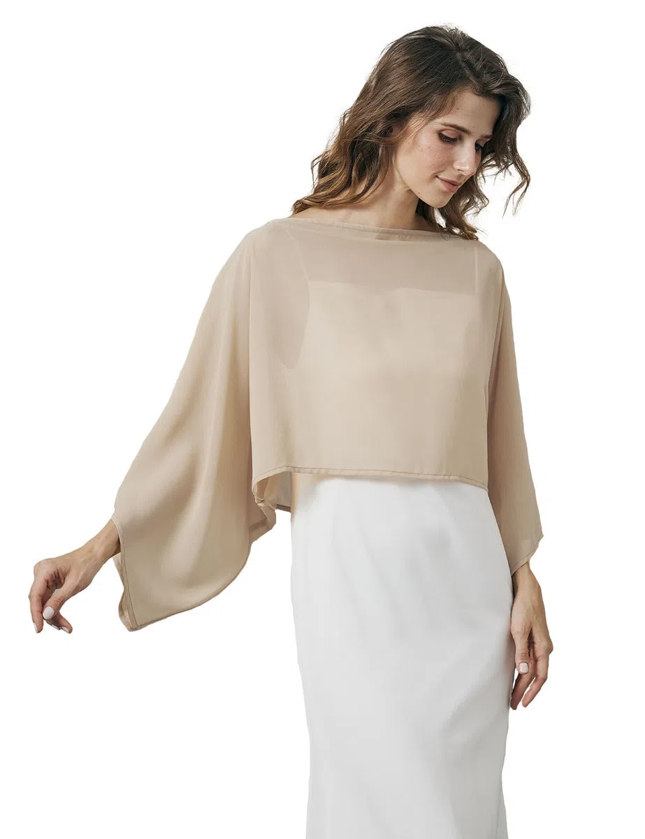 BEAUTELICATE Mantello Bolero Chiffon Top Manica Pipistrello Scialle Stola Trasparente Donna Sposa Damigella d'onore Matrimonio Ospite Serata Cerimonia Estiva