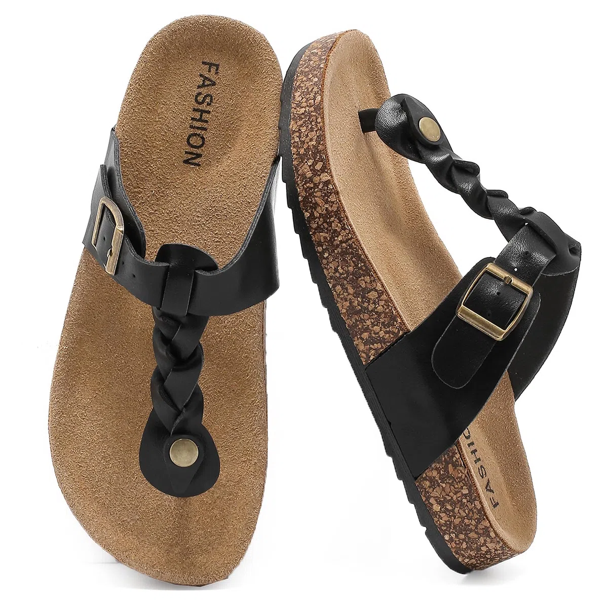 Lässig Flach Infradito Donna, Sandali Estivi Con Suola In Sughero Unisex, Sandali Flip Flop Uomo Con Fibbia Regolabile, Pantofole Da Bagno Antiscivolo, Pantofole Comode Per Casa