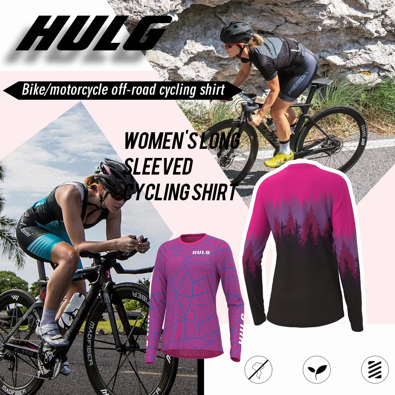 Maglia MTB Da Donna, Magliette Da Mountain Bike Estate/primavera/autunno, Magliette Da Motocross Da Donna Per Motocross,Ad Asciugatura Rapida, Traspirante E Traspirante