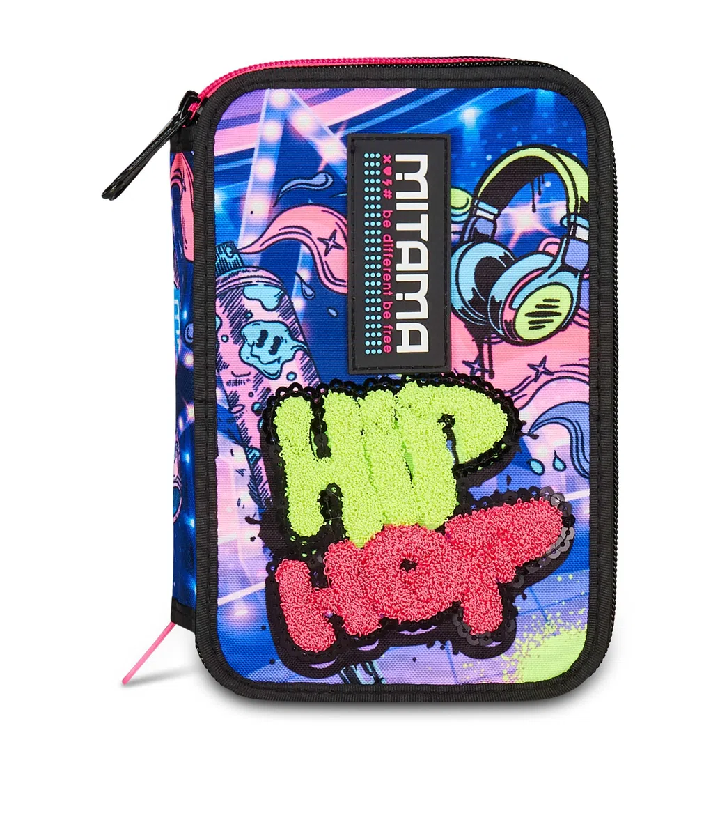 Mitama Astuccio Scuola 3 Scomparti, SUPER TRIPLO MUSIC POP, Contenuto 47 pz, Completo di Matite, Pennarelli, Portapenne Scuola Elementare Bambina