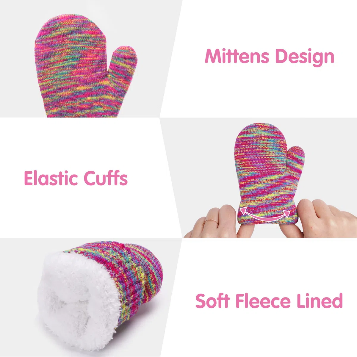 Invernale Cappello Berretto con Pon Pon Sciarpa Guanti Bambino, Termici Cappelli Berretti Manopole per 0-4 Anni Bambini Piccoli, Caldo Beanie Touch Screen Guanti per 5-8 Bimbo Bambina