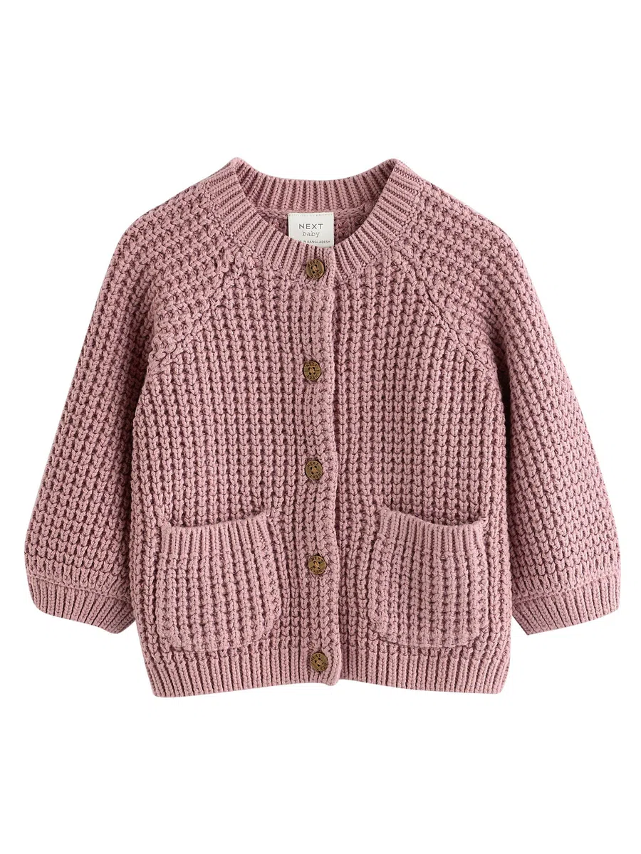 NEXT Bambina Cardigan in Maglia per Bebè con Scritta Ricamata sul Retro