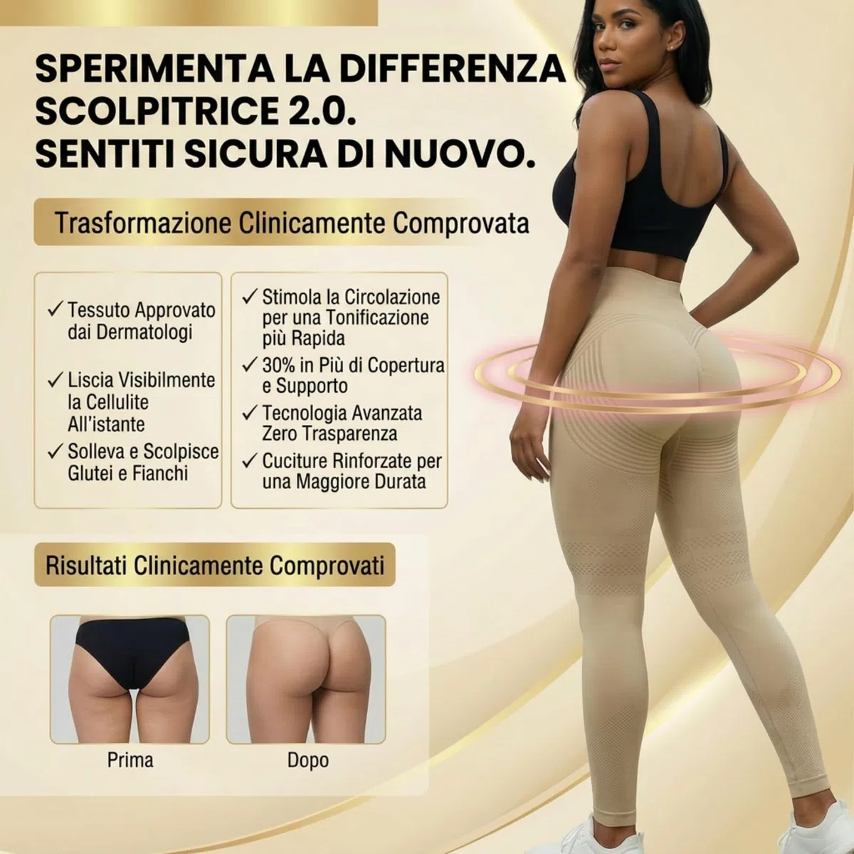 Generico 2 Pezzi Leggins Anticellulite Donna, Leggings Donna Push up Leggings Sportivi Vita Alta Anticellulite Pantaloni Palestra per Fitness Yoga Pant Pantacollant Leggins Compressione Graduata