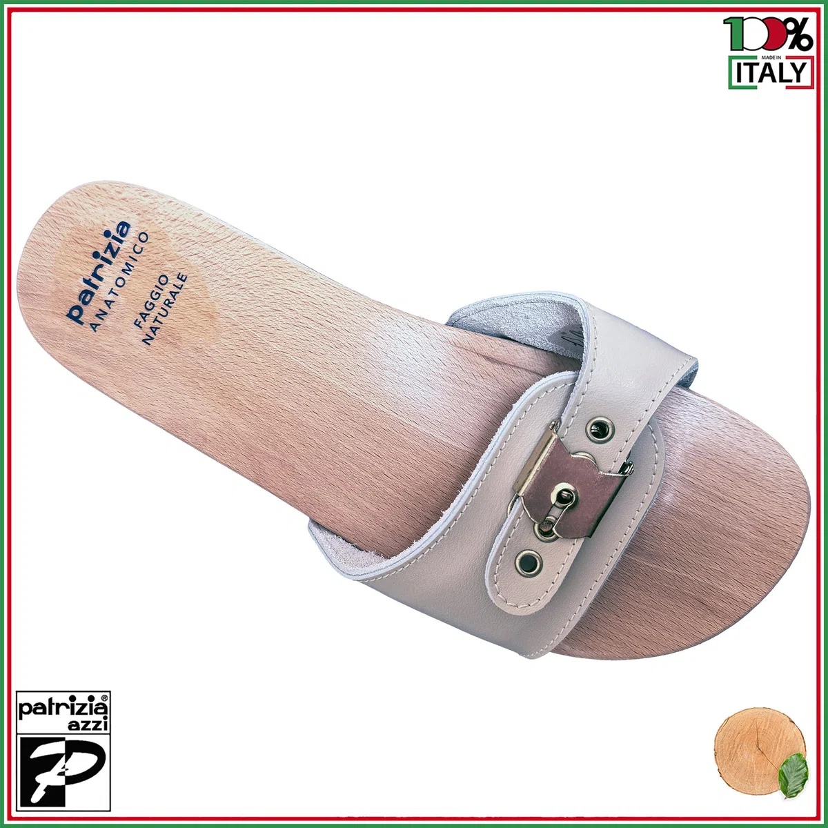 Patrizia Azzi 833 ZOCCOLI IN LEGNO DI FAGGIO CIABATTE UOMO (numeric_46)