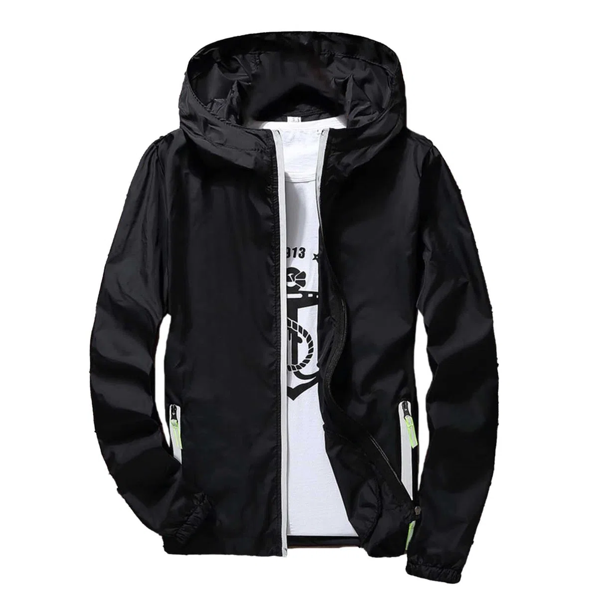 Generico Giacca Impermeabile Uomo/Donna Antivento Leggera - impermeabile Pioggia Sportivo con Cappuccio e Dettagli Trench Giacca a Vento uomo Antipioggia Corsa Trekking Outdoor