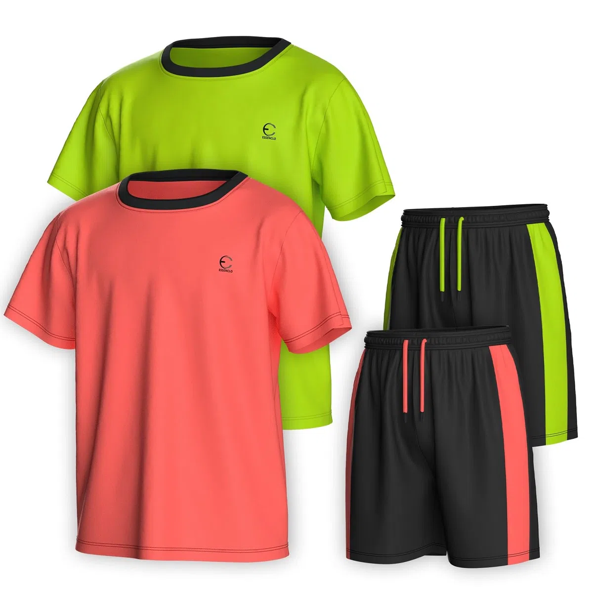 Boys Clothing Sets Tagless Loose Athletic Performance Crew Neck T-Shirt and Short Outfits Size 3-16 (4 Piece Set)
