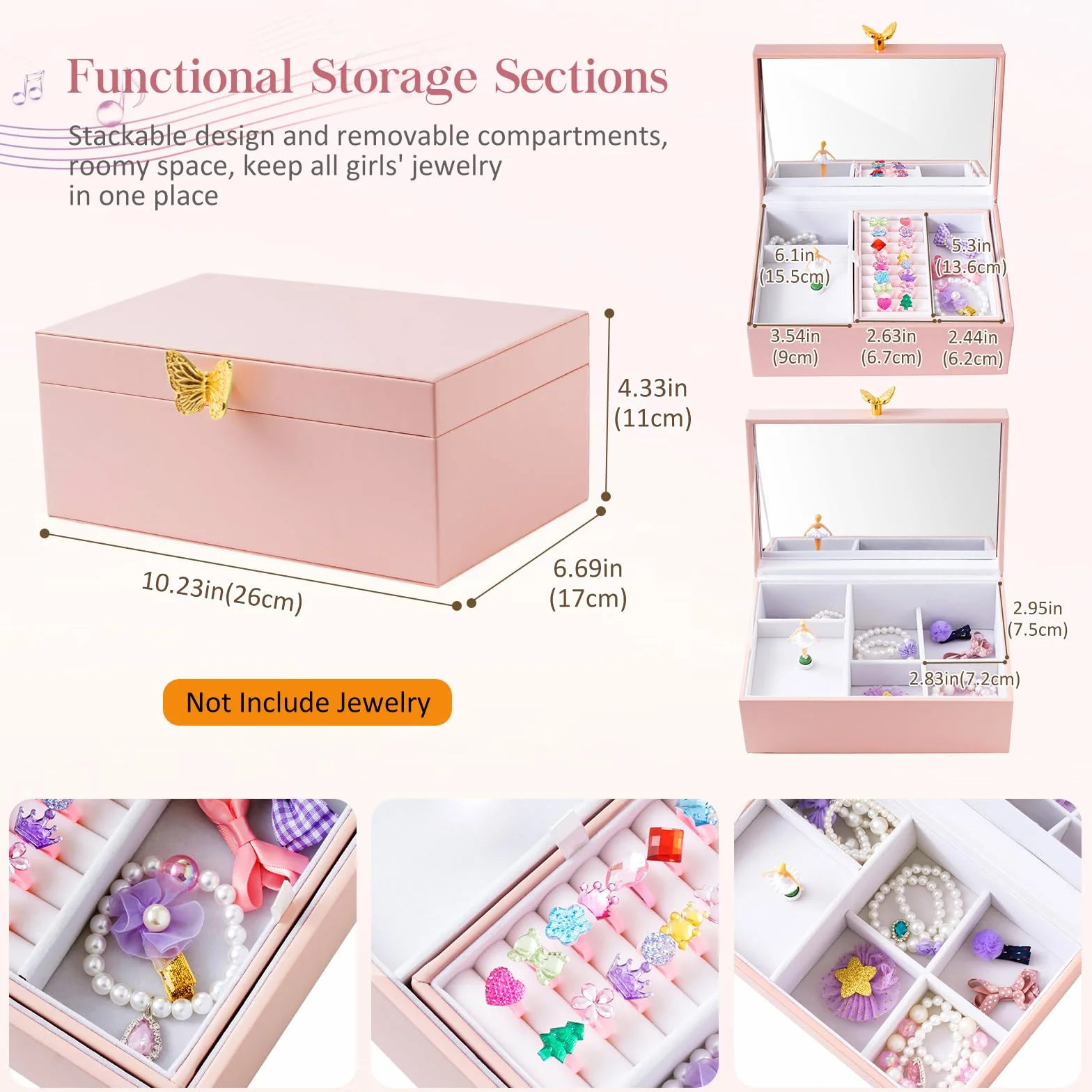 ProCase Grande Carillon Portagioie per Bambina e Ragazza, Portagioie Musicale Con Ballerina, Regalo per Bambina -Rosa
