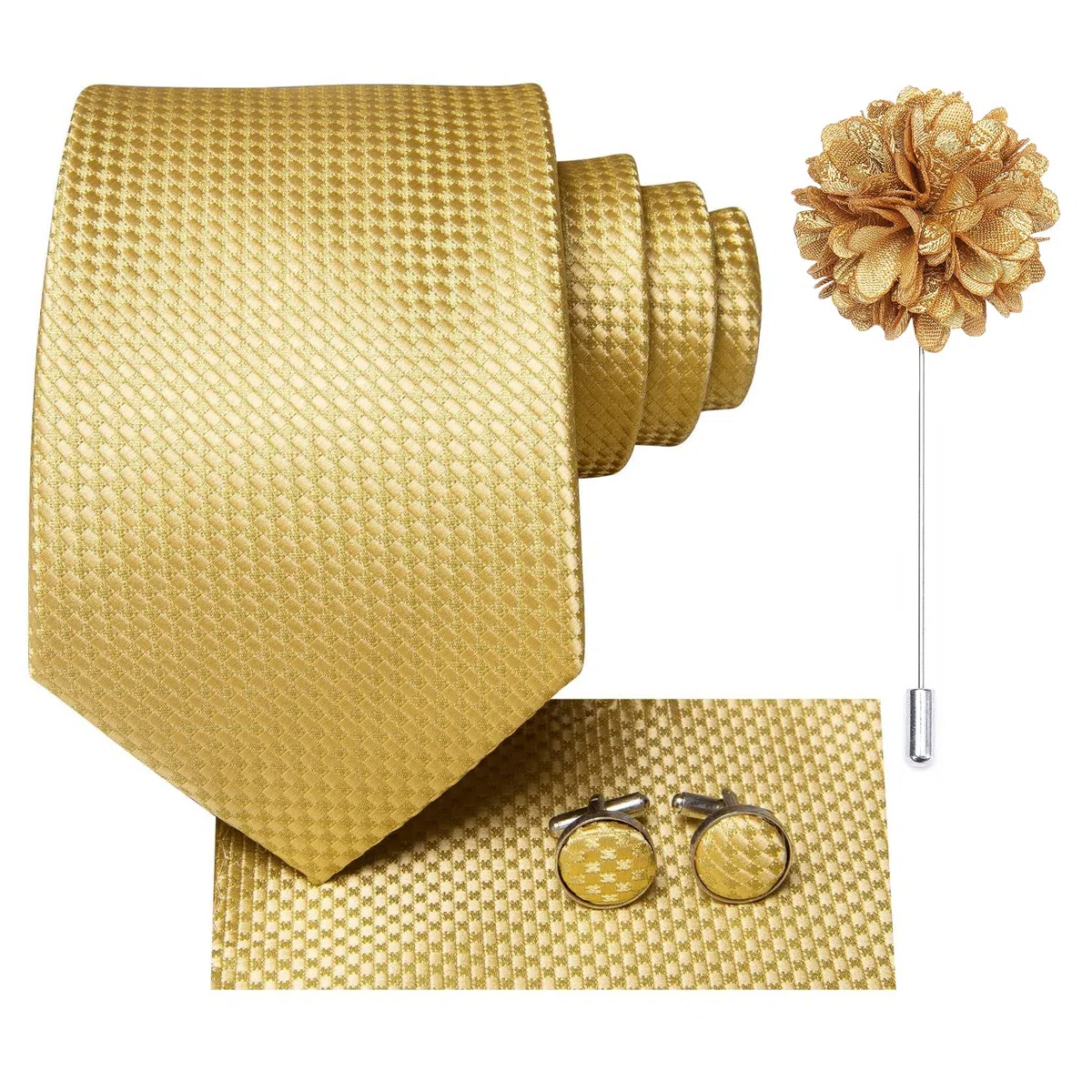 Hi-Tie Cravatta da uomo in seta e gemelli quadrati da taschino set spilla jacquard cravatta da matrimonio aziendale per formale