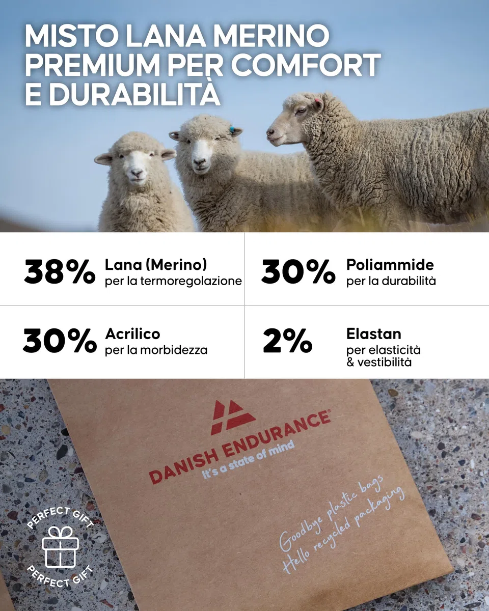 DANISH ENDURANCE Calzini Trekking Lana Merino, Uomo e Donna, Calze Termiche Lunghe, Medie e Corte, Traspiranti e Anti-Vesciche, Unisex, 3 Paia