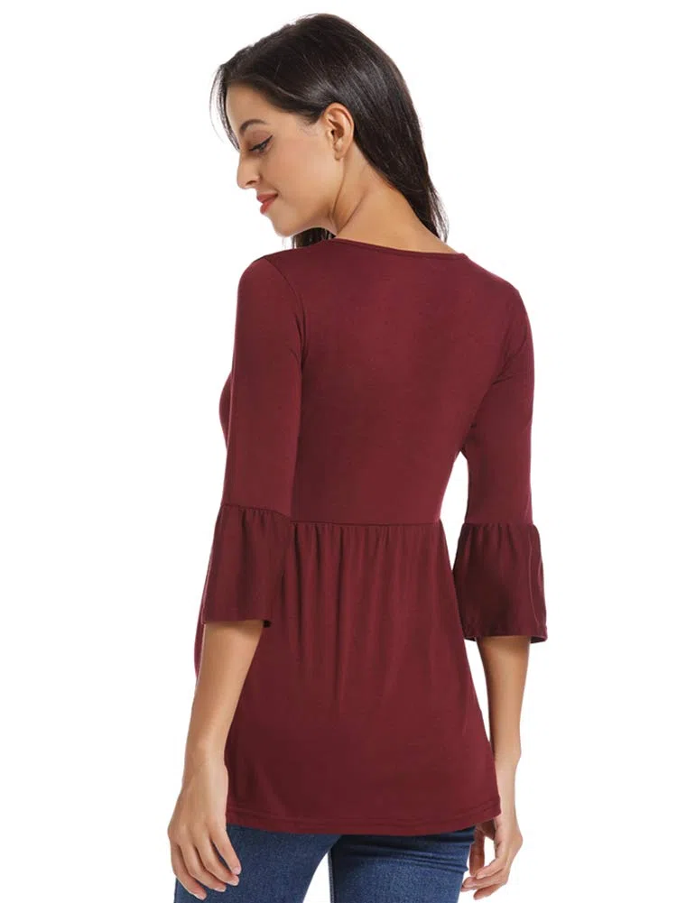 Maglietta da donna con maniche a 3/4, a righe, capo premaman