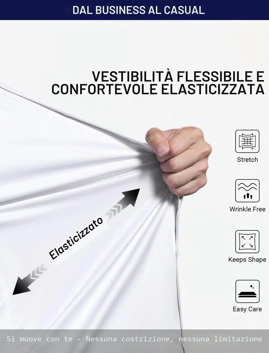 Enlision Camicia Uomo Manica Lunga No Stiro Elasticizzata Elegante Camicia che non si Stropiccia Uomo con Bottoni Antigrinza Taglio Regolare Formale da Ufficio con Tasca