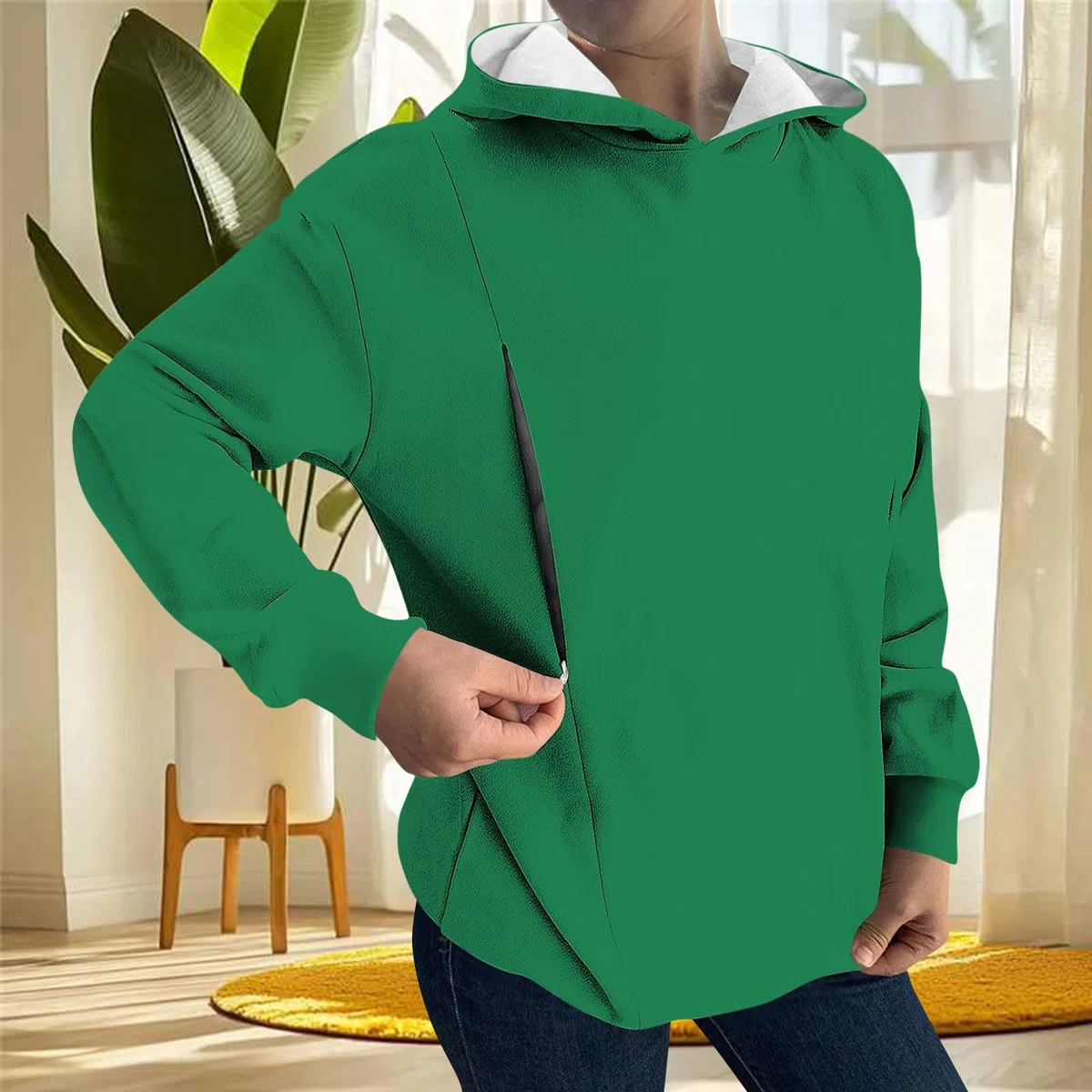 HAOLEI Incinta Allattamento Felpa Donna Manica Lunga Allattamento Camicia maternità Moda Maglione Caldo per L'Allattamento al Seno Top Allattamenti in Pile Felpa Premaman Loungewear al Seno