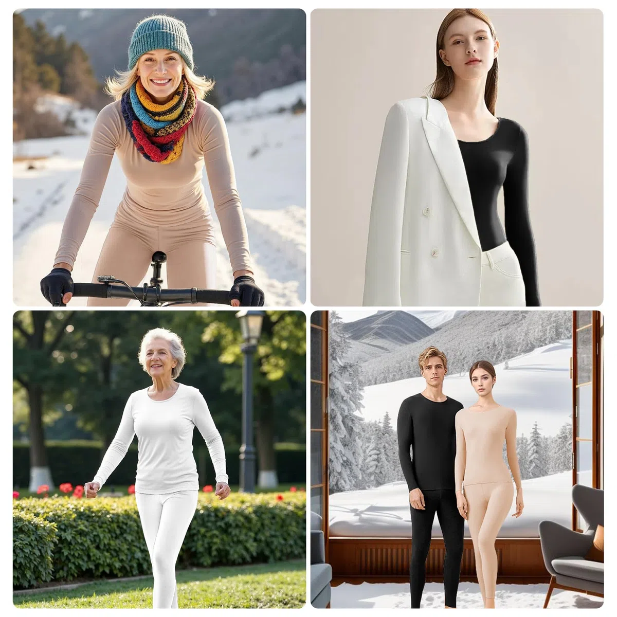 Channo Intimo Termico Donna Completo: Maglia a Maniche Lunghe e Pantaloni Comodi Morbidi Traspiranti con Fodera in Pile Ideali per l'inverno