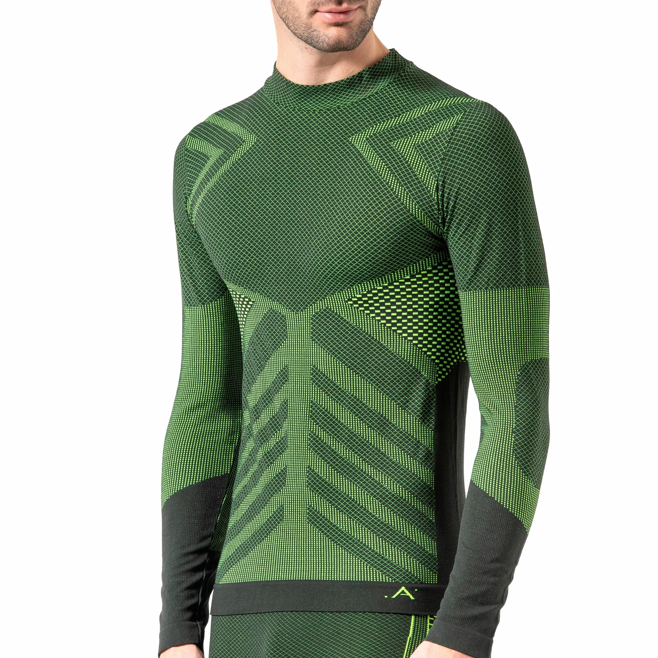 Risalti Lupetto Maglia Termica Uomo Collo Alto Energy - Maglia Tecnica Uomo Manica Lunga, Traspirante, Compressione, Intimo Termico Senza Etichette, Sci, Trekking, Running, Ciclismo - Made in Italy