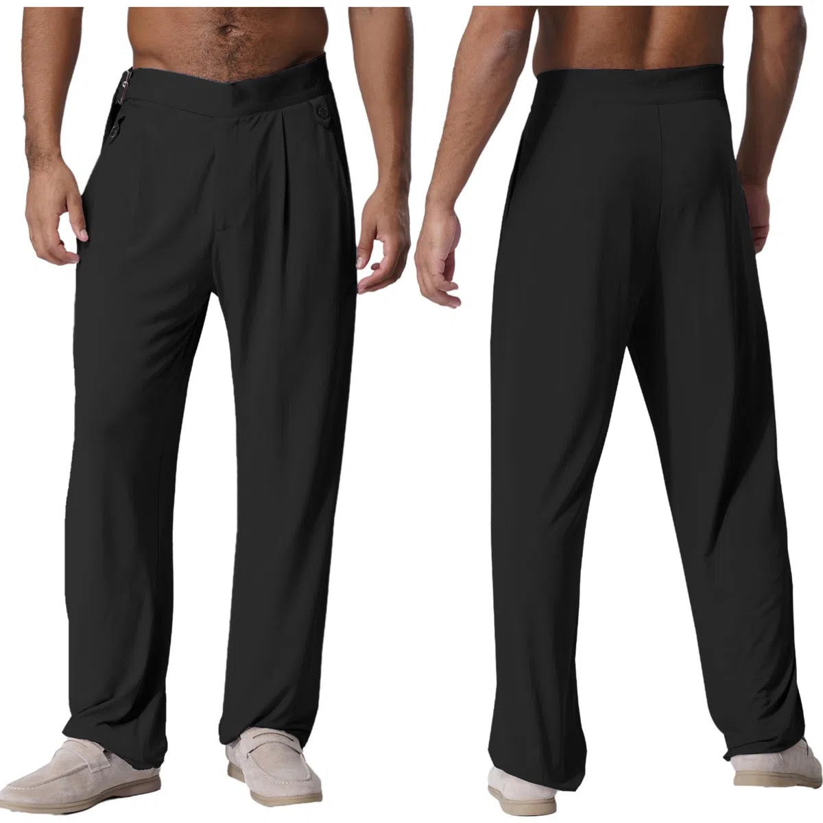 Alvivi Pantaloni Lunghi da Ballo Latino Standard Uomo Danza Classica Moderna a Vita Alta Competizione Pantalone da Ballo Sala Salsa Tango Rumba Pattinaggio