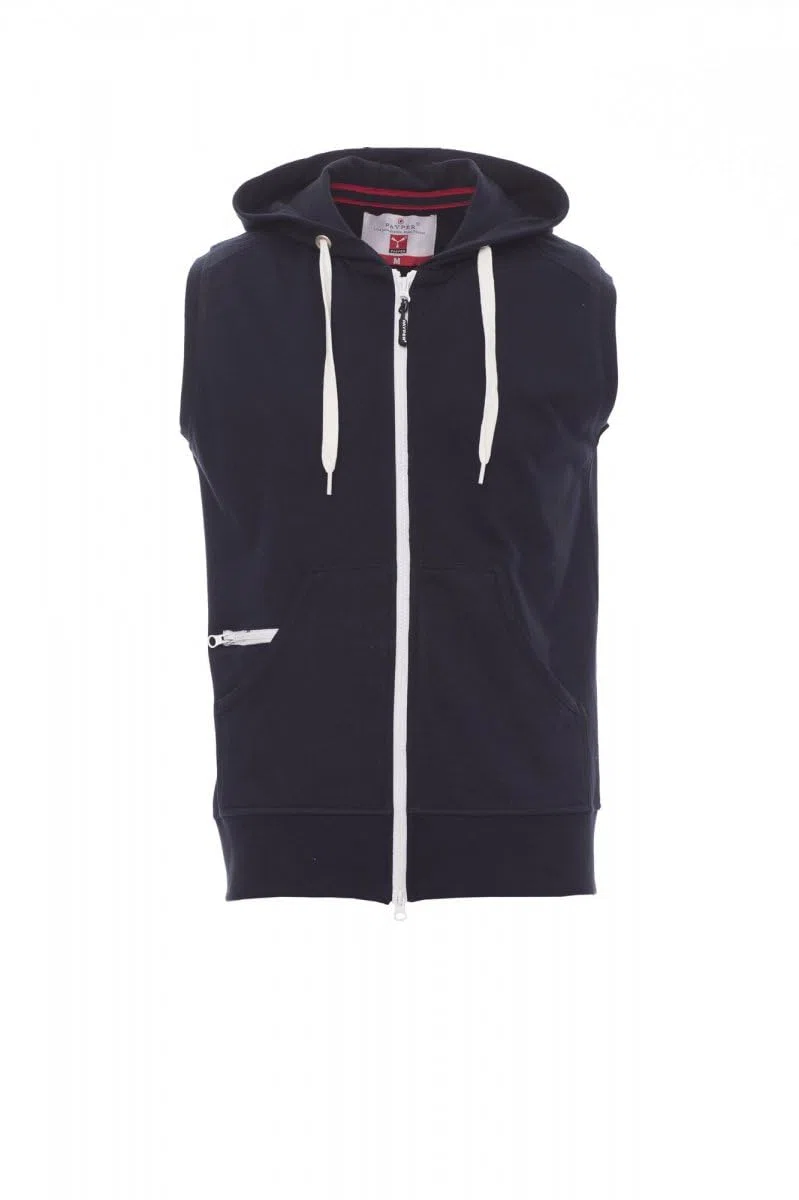 PAYPER Boxer+ Felpa da Uomo con Cappuccio Senza Maniche 80% Cotone 20% Poliestere Tasche a Marsupio Smanicato Sportivo