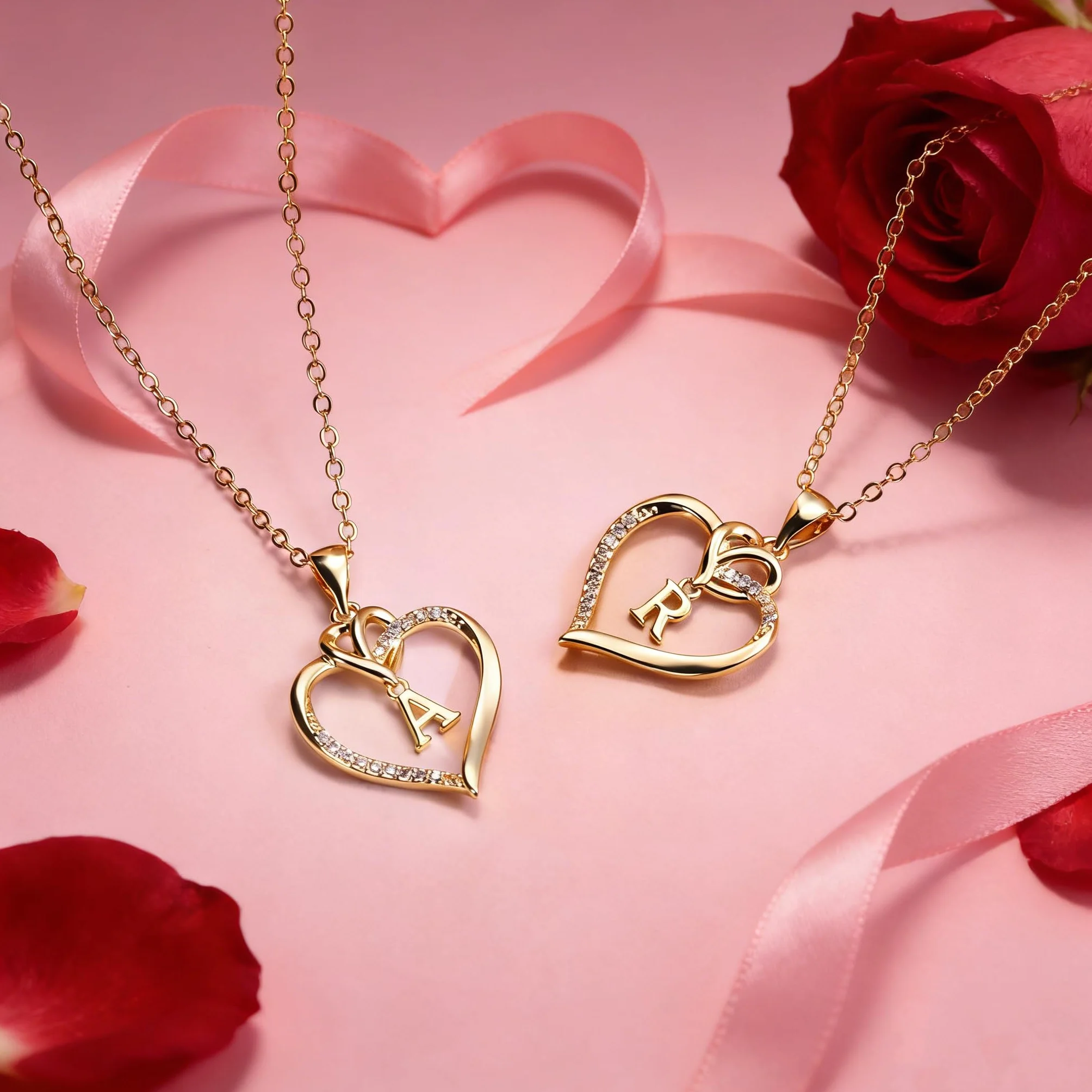 TINGN Collane con Iniziali a Cuore per Donne Ragazze, Collana con Ciondolo a Cuore Iniziale A-Z Placcato in Oro 14K Collana con Ciondolo a Cuore Delicato per Donne Ragazze Adolescenti Gioielli Regali