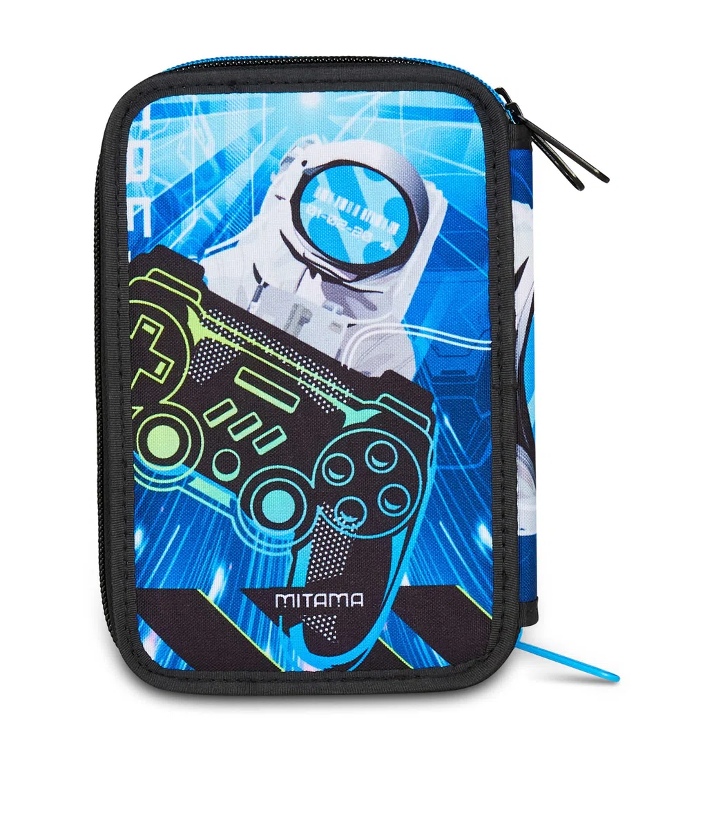 Mitama Astuccio Scuola 3 Scomparti, SUPER FUTURE GAME, Contenuto 50 pz, Completo di Matite, Pennarelli, Portapenne Scuola Elementare Bambino