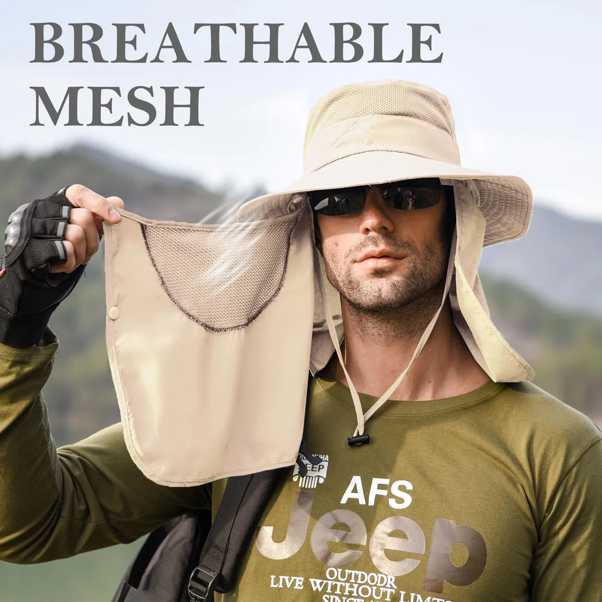 ehsbuy Cappelli da Pesca per Uomo e Donna con Copertura per Il Viso Cappello da Sole a Tesa Larga da Spiaggia Mesh Safari Caccia Giardinaggio Cappello da Secchio Packable