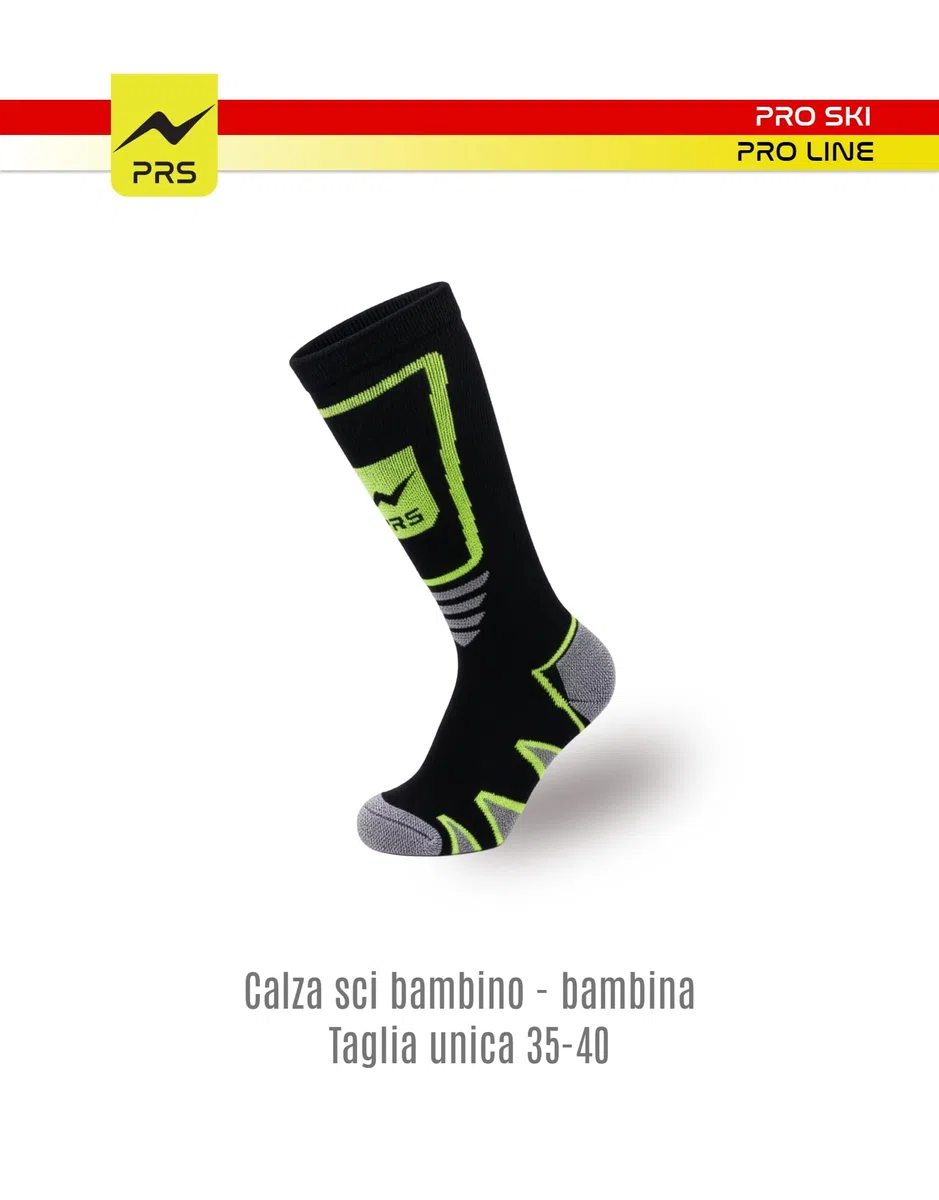 PRS Calze da Sci Uomo Termiche, Calze Bambino Ragazzo da Sci Termiche, Confortevoli, Ergonomiche, Termocotone, Calza da Montagna e Snowboard, 2 Paia Nero