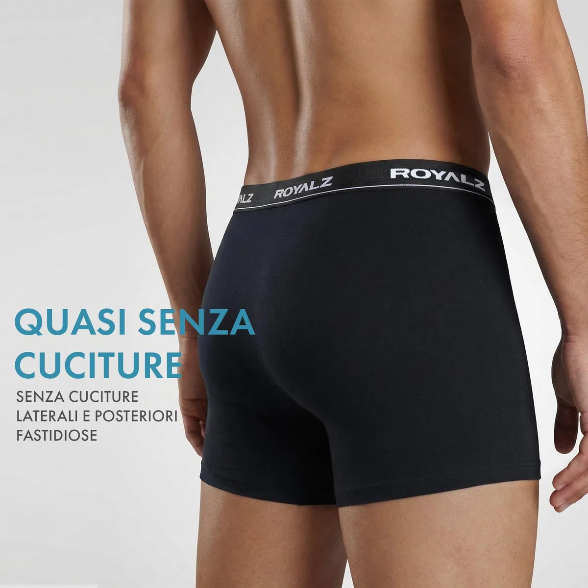 ROYALZ Boxer Uomo Classico Pacco da 5 Intimo Mutande Slip Elasticizzato 5 Pack(95% Cotone / 5% Elastan)