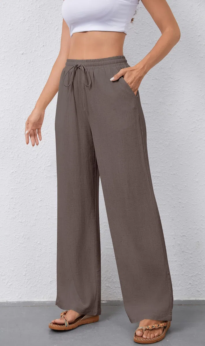 NONSAR Pantaloni da Donna in Cotone per Il Tempo Libero con Coulisse in Lino Elasticizzati Casual vestibilità Larga con Tasche Leggeri Tinta Unita