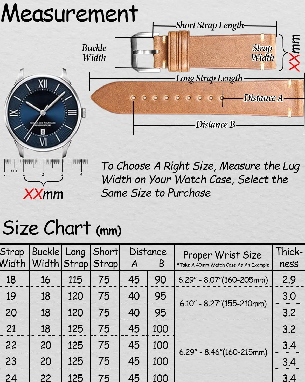 REZERO Cinturini Rilascio Rapido per Orologio, Cinturino in Pelle di Vitello, Cinghie, Fasce per Orologio, Bracciale Orologio in Pelle Morbida per Uomo Donna 18mm, 19mm, 20mm, 21mm, 22mm, 23mm, 24mm