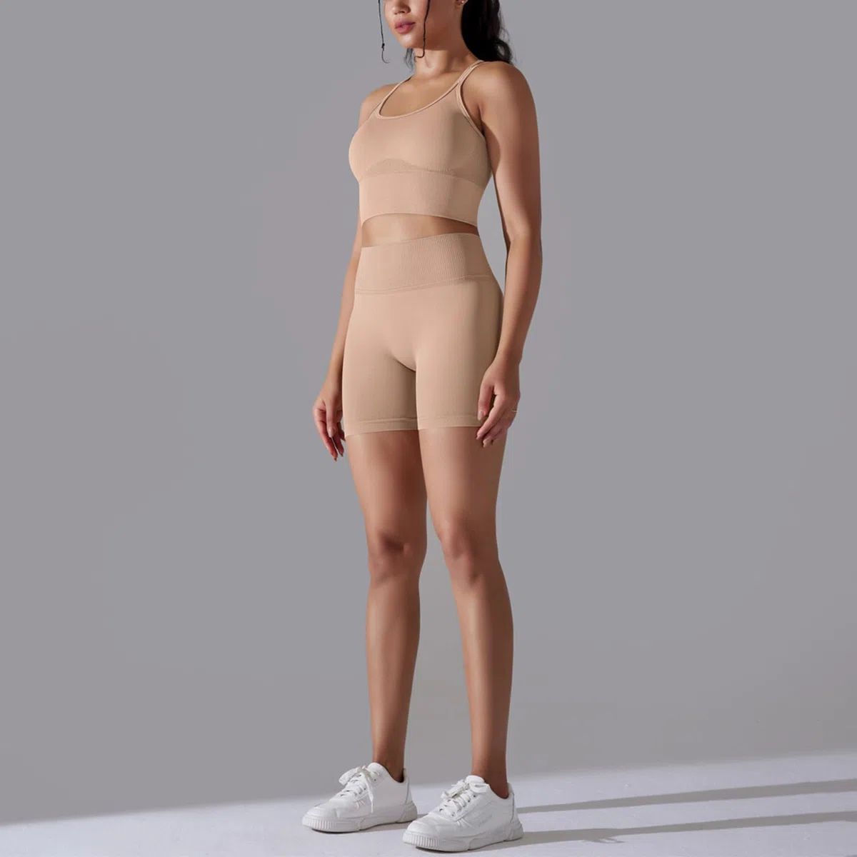 Tuta sportiva da donna, 2 pezzi, tuta da jogging, pantaloni e sport crop top workout set con crossover a vita alta