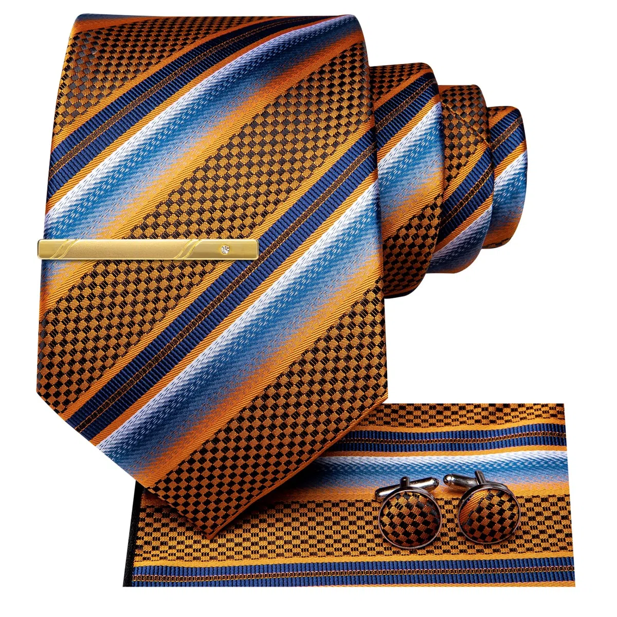Hi-Tie Cravatte da uomo in seta formale tessuta cravatta tasca quadrata gemelli clip set per matrimonio lavoro