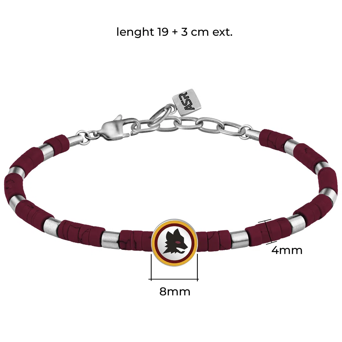 Clondo Bracciale Uomo Donna As Roma in Acciaio – Collezione Ufficiale Calcio – Accessorio Elegante e Sportivo con Logo – Idea Regalo per Tifosi – Vari Modelli Disponibili