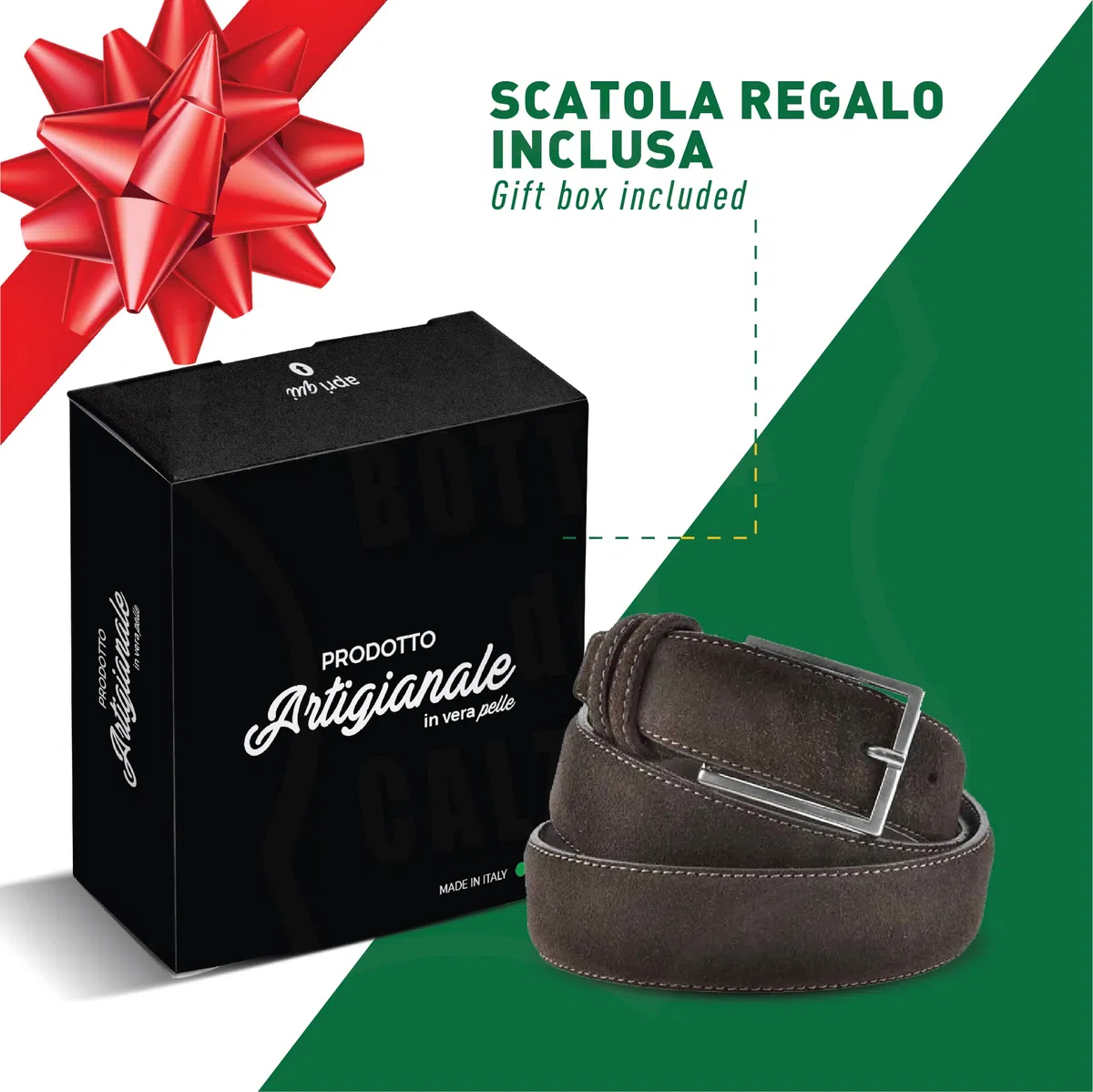 La Bottega del Calzolaio Cintura Uomo in Vera Pelle Scamosciata Made in Italy – Cintura Artigianale Elegante Stile Classico per Abbigliamento Casual o Formale – Accessorio di Alta Qualità