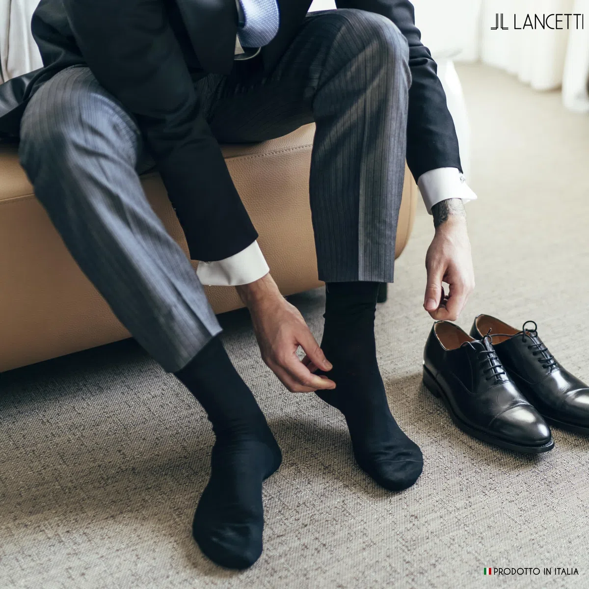 LANCETTI - 6 Paia di Calze Classiche Eleganti e Lunghe per Uomo in Pregiato Cotone Filo di Scozia - Vari Colori Disponibili